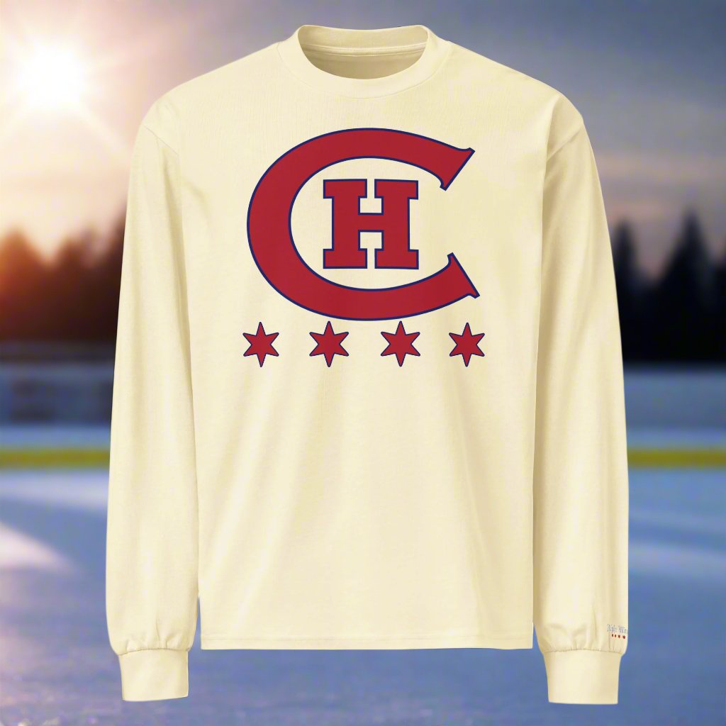 Chicago Old Time Hockey Customizable Premium Heavy Weight Long Sleeve T-Shirt by Alpha Hockey Club