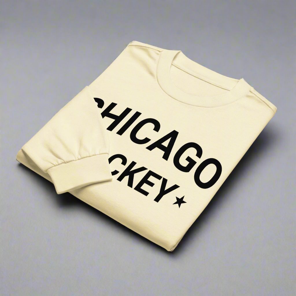 Chicago Hockey Basic Crewneck Heavy Weight Long Sleeve T-Shirt by Alpha Hockey Club