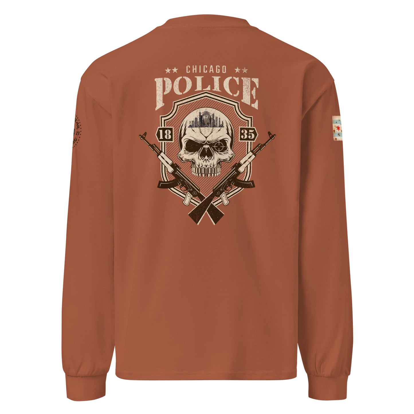 “Sniper Skull” Chicago Police Heavy Weight Long Sleeve T-Shirt  by Alpha Wear