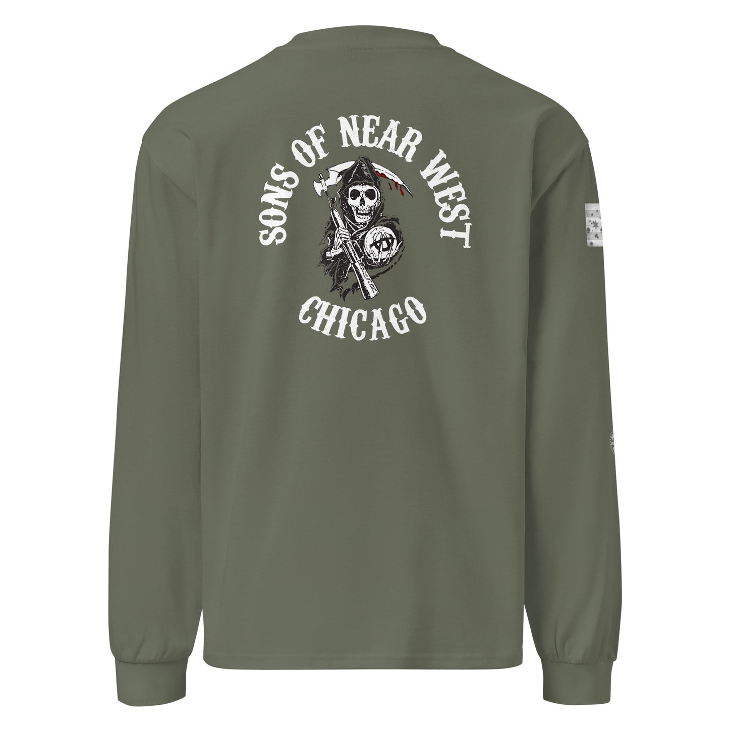 District 012 - Near West: Chicago Police Sons of Anarchy Inspired Heavy Weight Long Sleeve T-Shirt by Alpha Wear