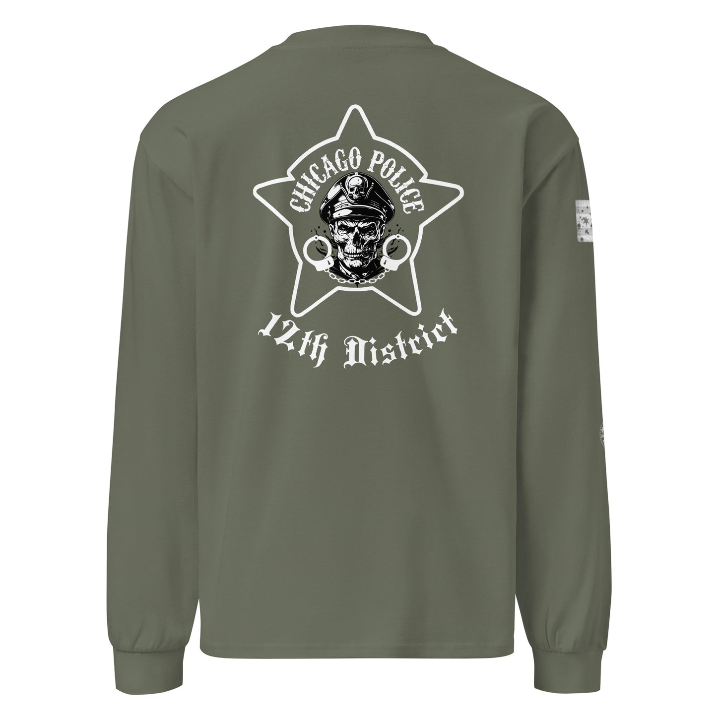 District 012 - Near West: Chicago Police Biker Inspired Heavy Weight Long Sleeve T-Shirt by Alpha Wear