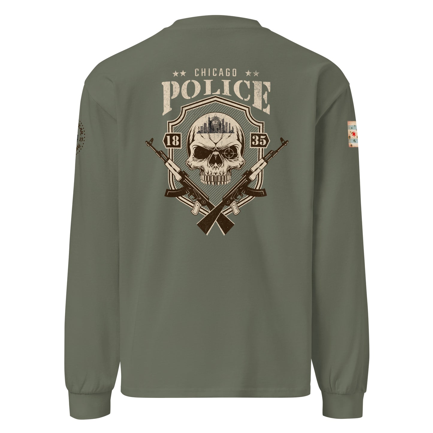 “Sniper Skull” Chicago Police Heavy Weight Long Sleeve T-Shirt  by Alpha Wear