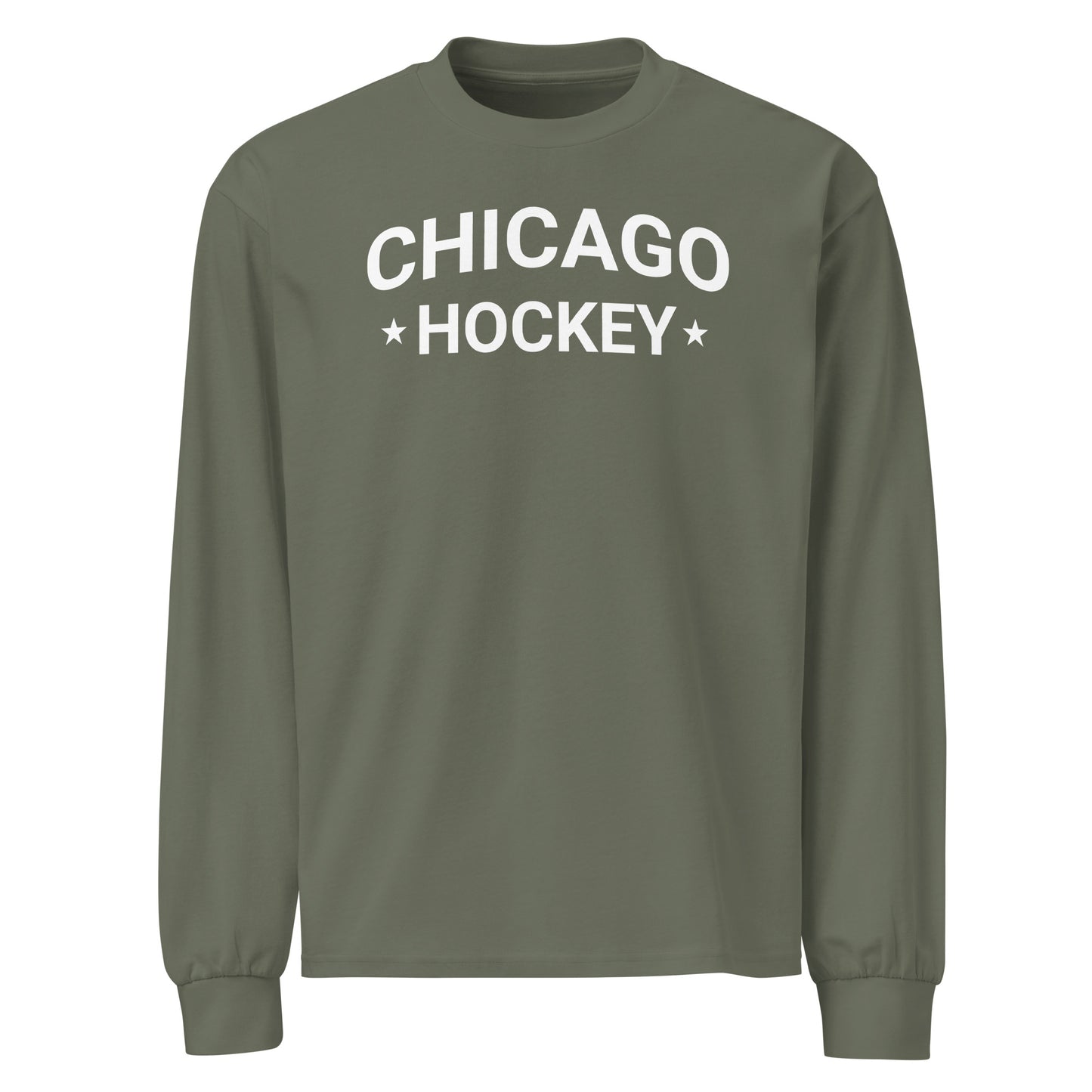 Chicago Hockey Basic Crewneck Heavy Weight Long Sleeve T-Shirt by Alpha Hockey Club