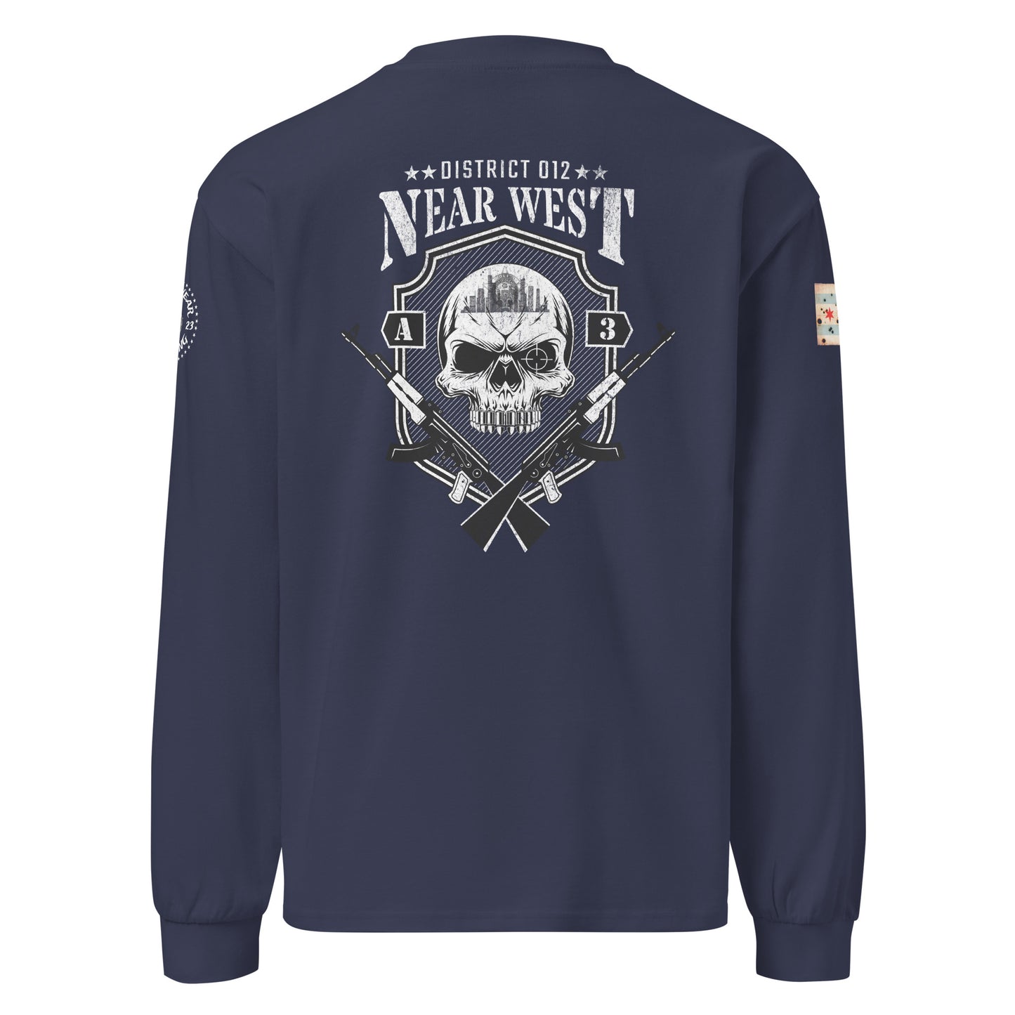 District 012 - Chicago Police 012th District Near West “Sniper Skull” Heavy Weight Long Sleeve T-Shirt by Alpha Wear