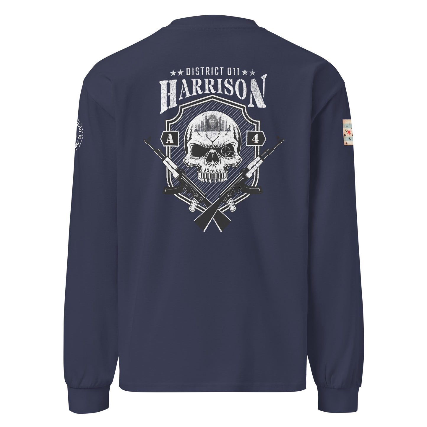 District 011 - Chicago Police 011th District Harrison “Sniper Skull” Heavy Weight Long Sleeve T-Shirt by Alpha Wear