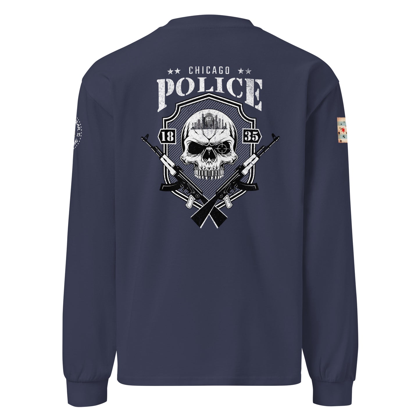 “Sniper Skull” Chicago Police Heavy Weight Long Sleeve T-Shirt  by Alpha Wear