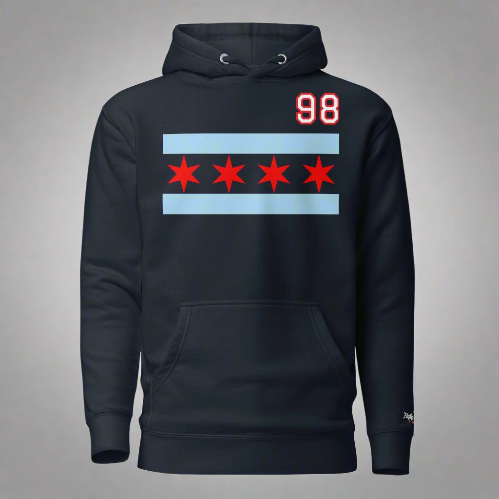 Chicago Hockey Customizable Chicago Flag Hoodie by Alpha Hockey Club