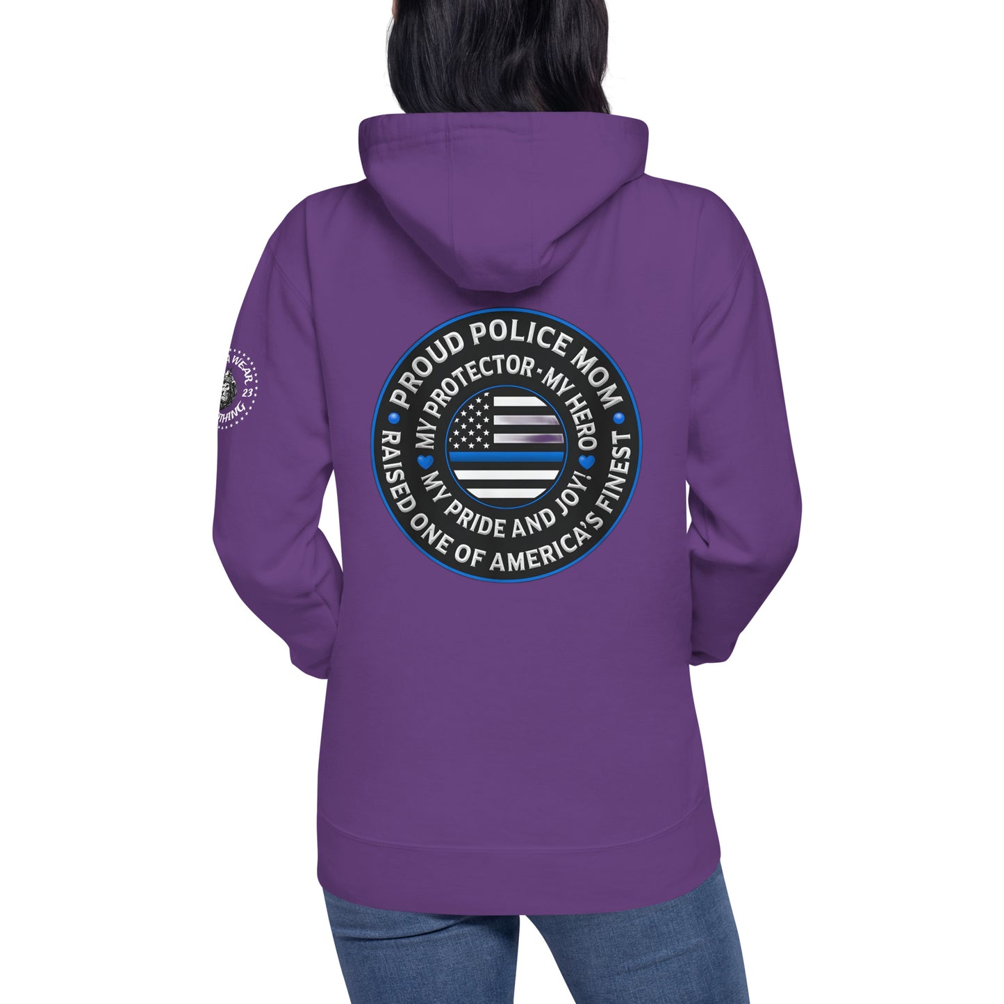 Proud Police Mom - Mother's Day Hoodie (Back Logo)