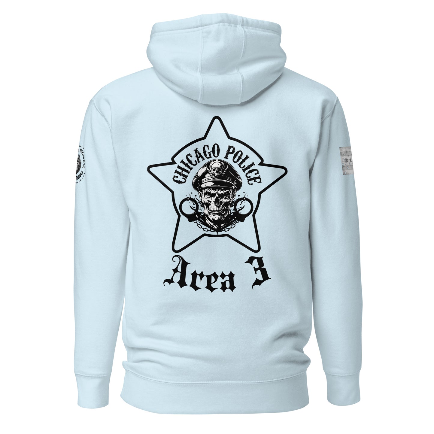 Area 3 - Chicago Police Detective Division Area 3 Biker Inspired Hoodie By Alpha Wear