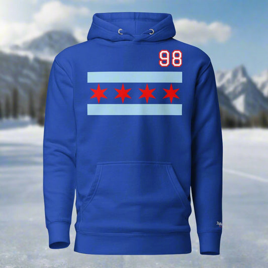 Chicago Hockey Customizable Chicago Flag Hoodie by Alpha Hockey Club