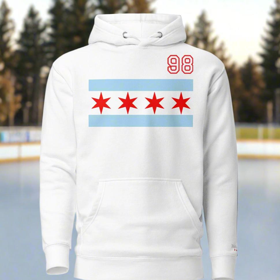 Chicago Hockey Customizable Chicago Flag Hoodie by Alpha Hockey Club