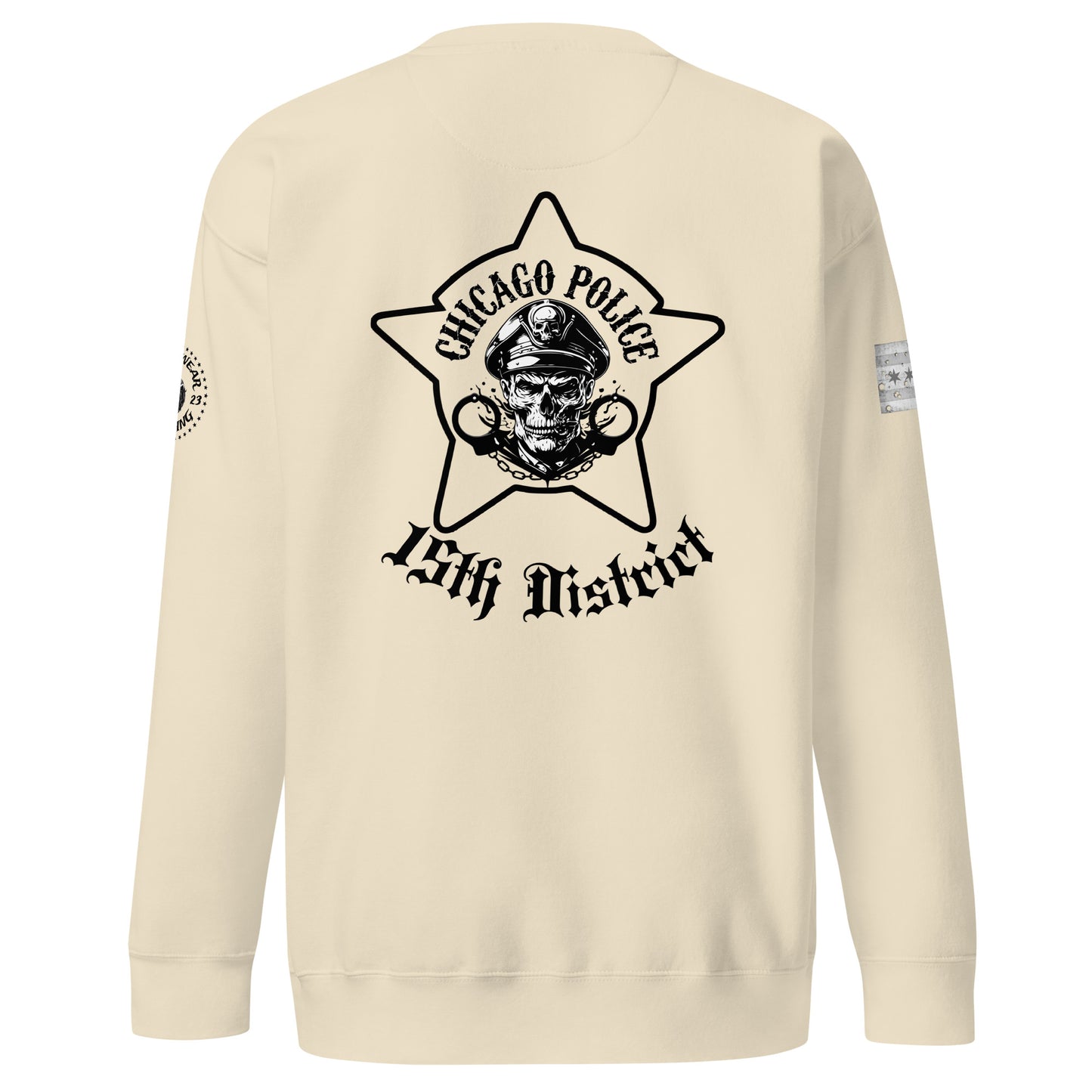 District 015 - Chicago Police 015th District Austin - CPD Biker Inspired Crewneck Sweatshirt By Alpha Wear