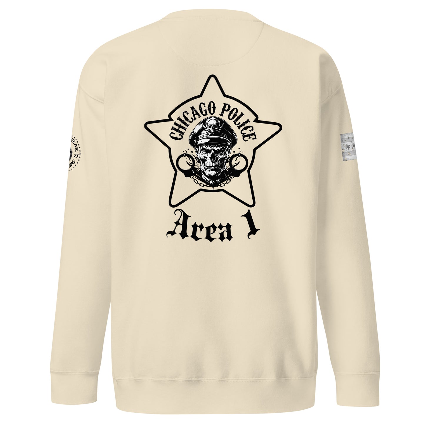 Area 1 - Chicago Police Detective Division Area 1 Biker Inspired Crewneck Sweatshirt By Alpha Wear