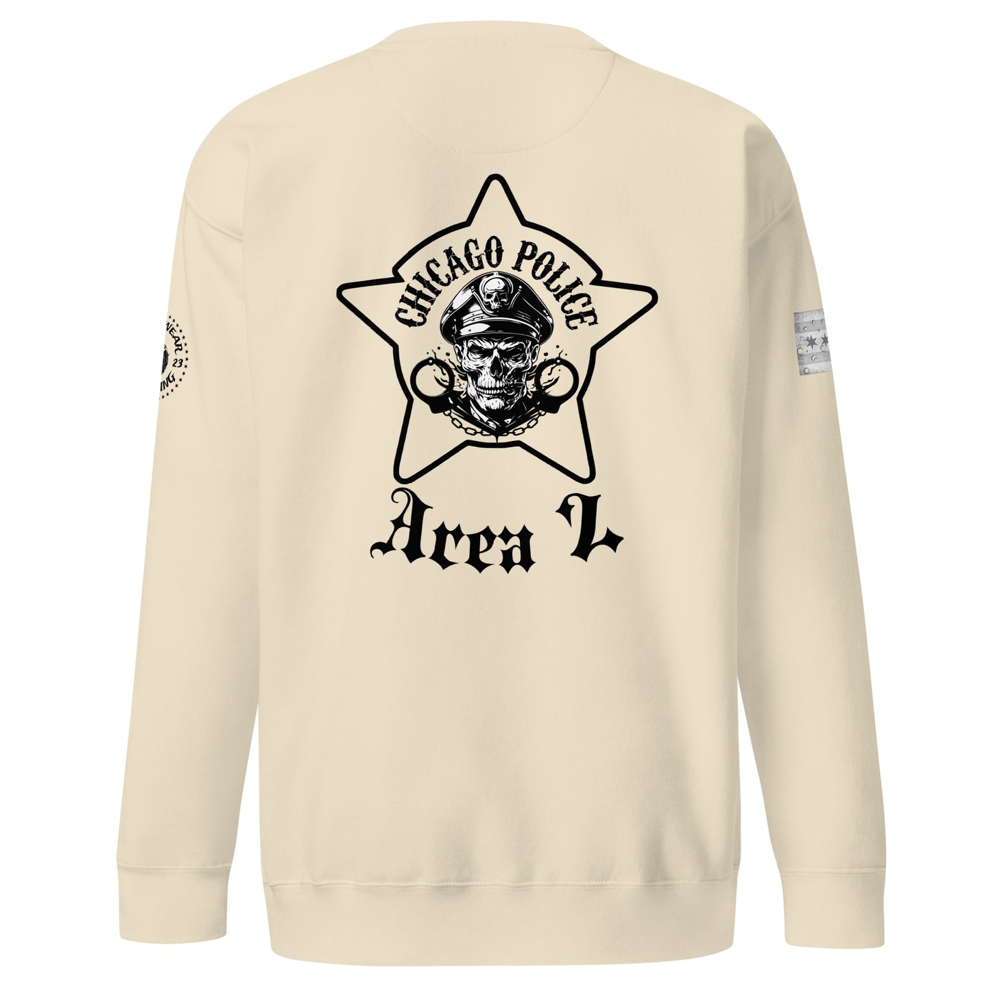 Area 2 - Chicago Police Detective Division Area 2 Biker Inspired Crewneck Sweatshirt By Alpha Wear