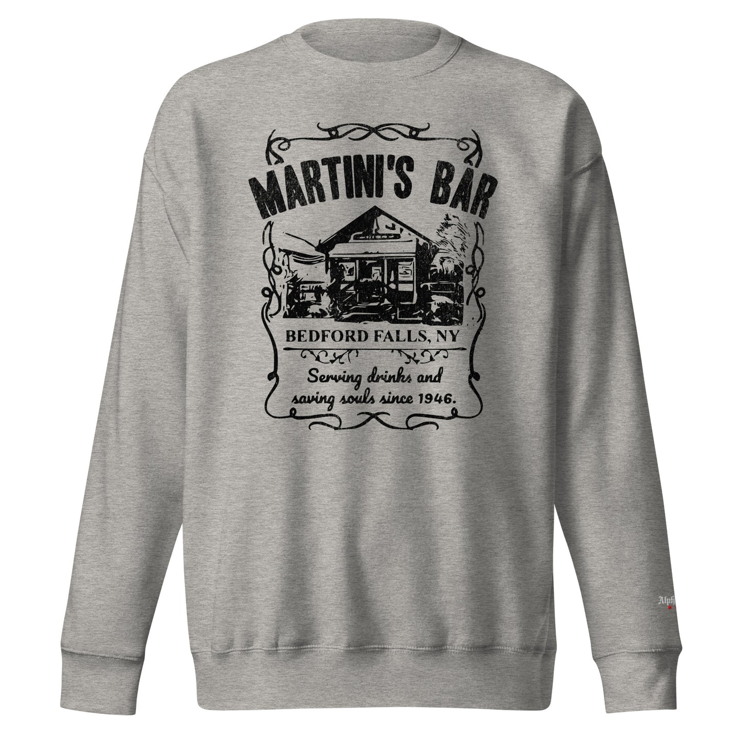 It’s a Wonderful Life “Martini’s Bar” Christmas Holiday Crewneck Sweatshirt Noodie by Alpha Wear