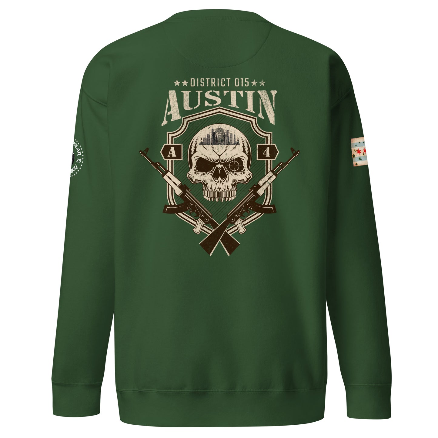 District 015 - Chicago Police 015th District Austin “Sniper Skull” Crewneck Sweatshirt by Alpha Wear