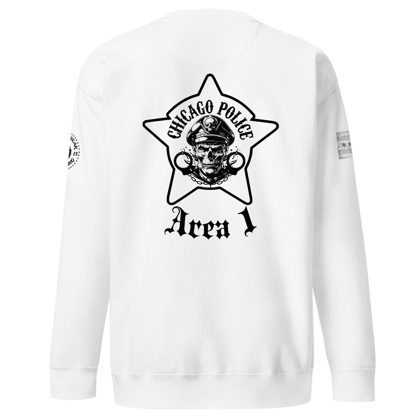 Area 1 - Chicago Police Detective Division Area 1 Biker Inspired Crewneck Sweatshirt By Alpha Wear