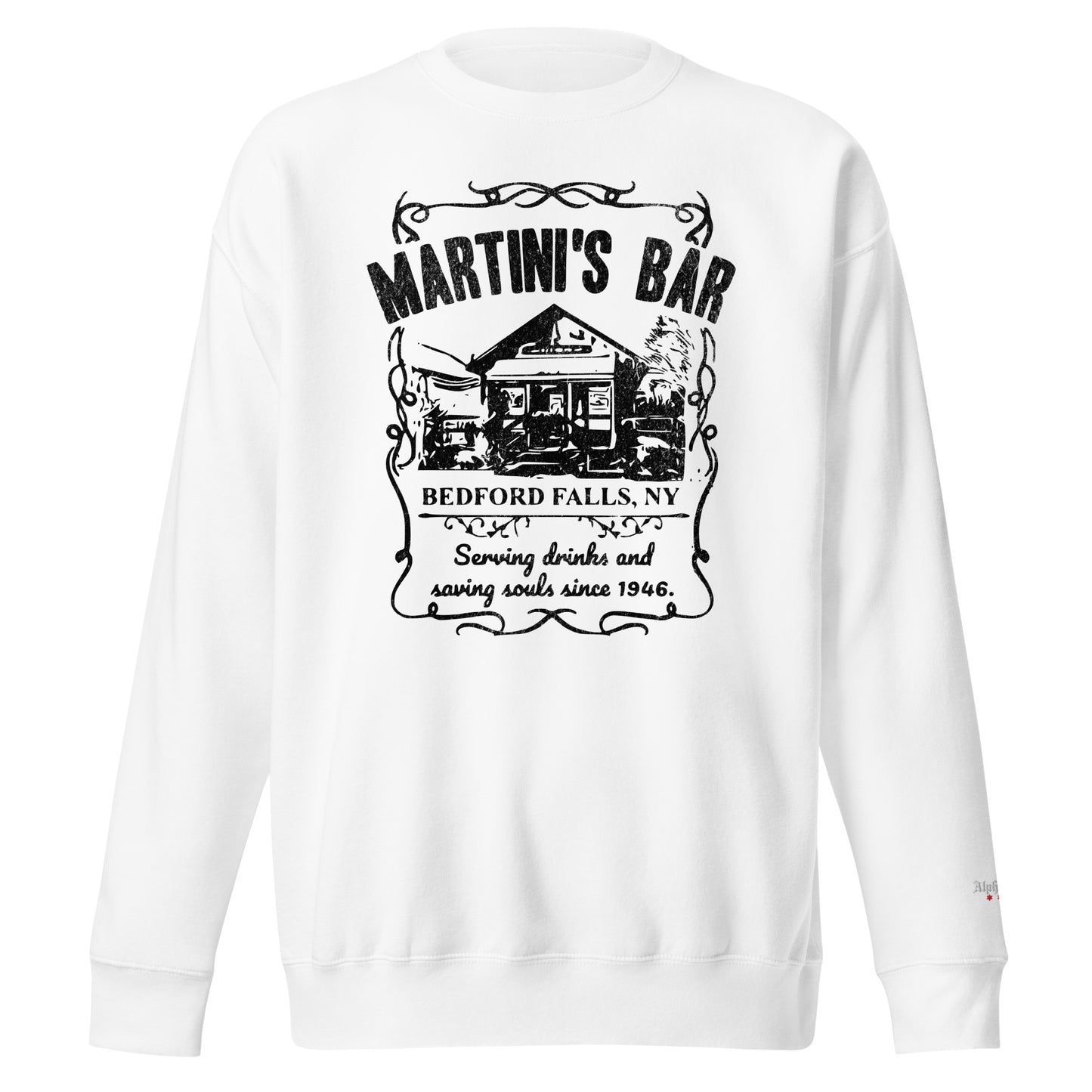 It’s a Wonderful Life “Martini’s Bar” Christmas Holiday Crewneck Sweatshirt Noodie by Alpha Wear