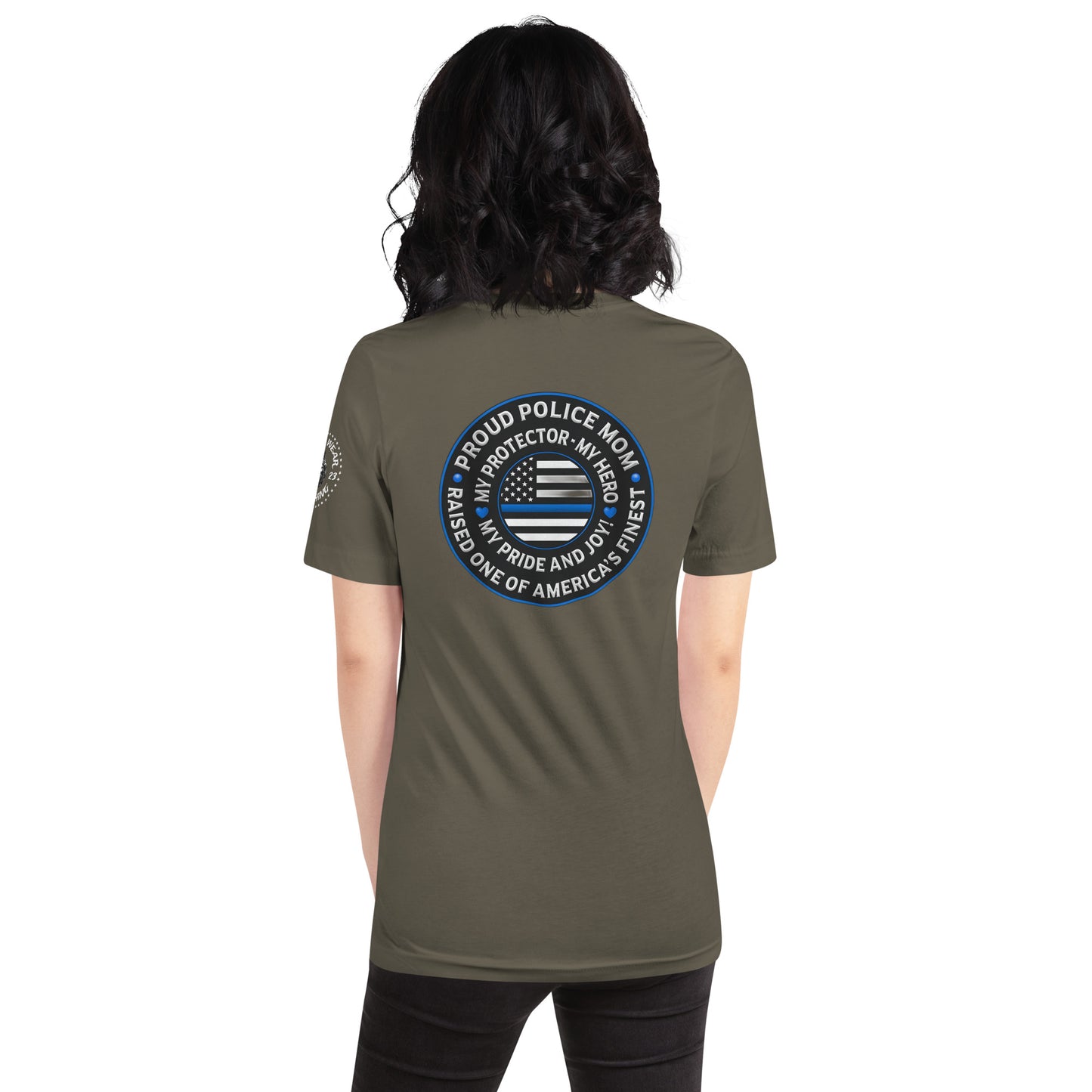 Proud Police Mom - Mother's Day Tee Shirt (Back Logo)