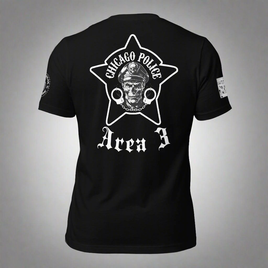 Area 3 - Chicago Police Area 3 Detective Division - CPD Biker Inspired T-Shirt