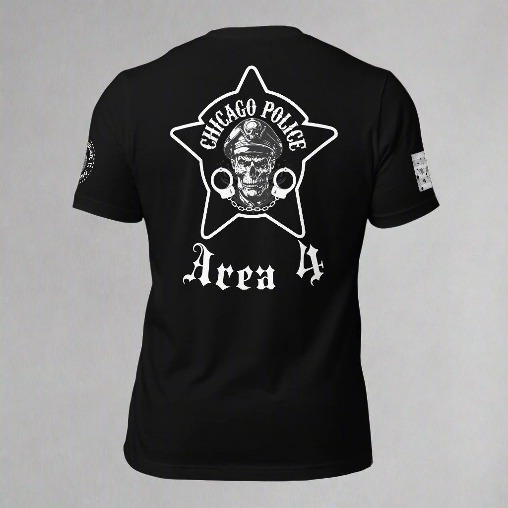 Area 4 - Chicago Police Area 4 Detective Division - CPD Biker Inspired T-Shirt