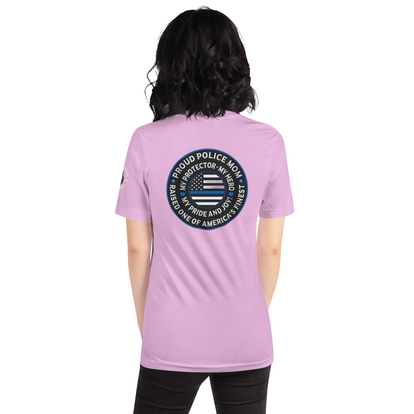 Proud Police Mom - Mother's Day Tee Shirt (Back Logo)