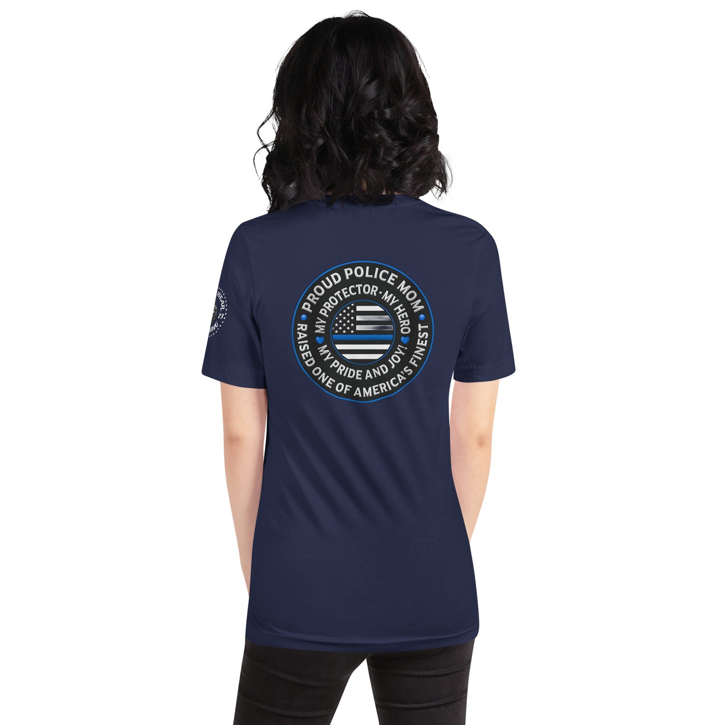 Proud Police Mom - Mother's Day Tee Shirt (Back Logo)