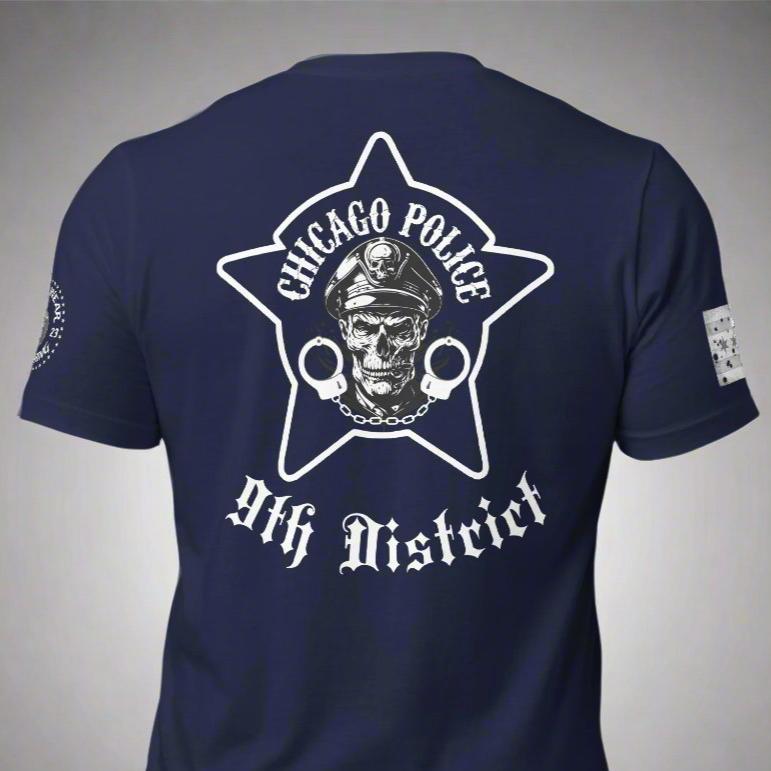 District 009 - Deering: Chicago Police District - CPD Biker Inspired T-Shirt