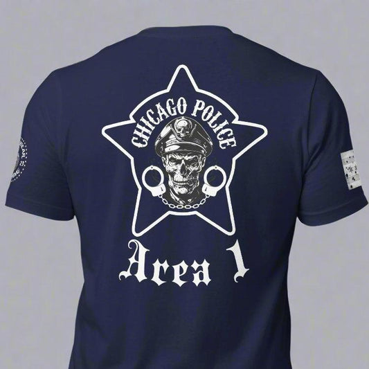 Area 1 - Chicago Police Area 1 Detective Division - CPD Biker Inspired T-Shirt