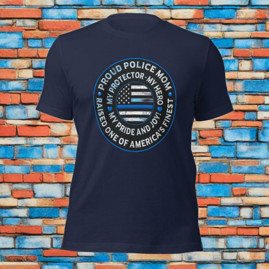 Proud Police Mom - Mother's Day Tee Shirt (Front Logo)