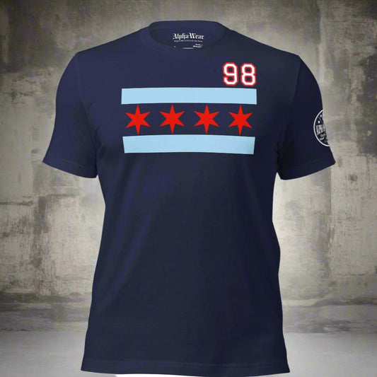 Chicago Hockey Club Customizable Chicago Flag T-Shirt by Alpha Hockey Club