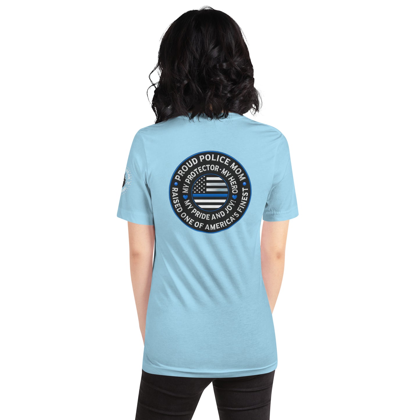 Proud Police Mom - Mother's Day Tee Shirt (Back Logo)