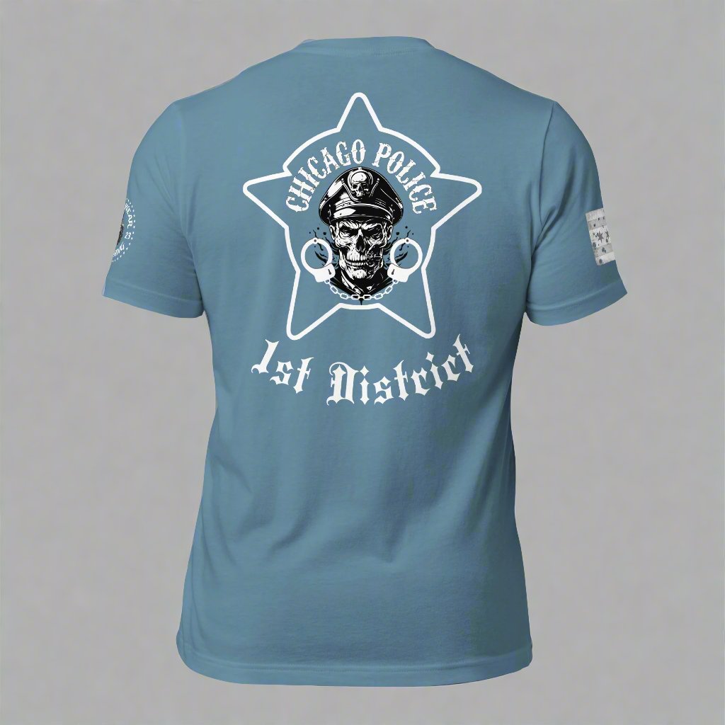 District 001 - Central: Chicago Police 001st District Central Chicago - CPD Biker Inspired Tee Shirt