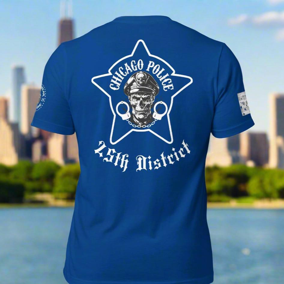 District 025 - Chicago Police 25th District Grand Central - CPD Biker Inspired Tee Shirt