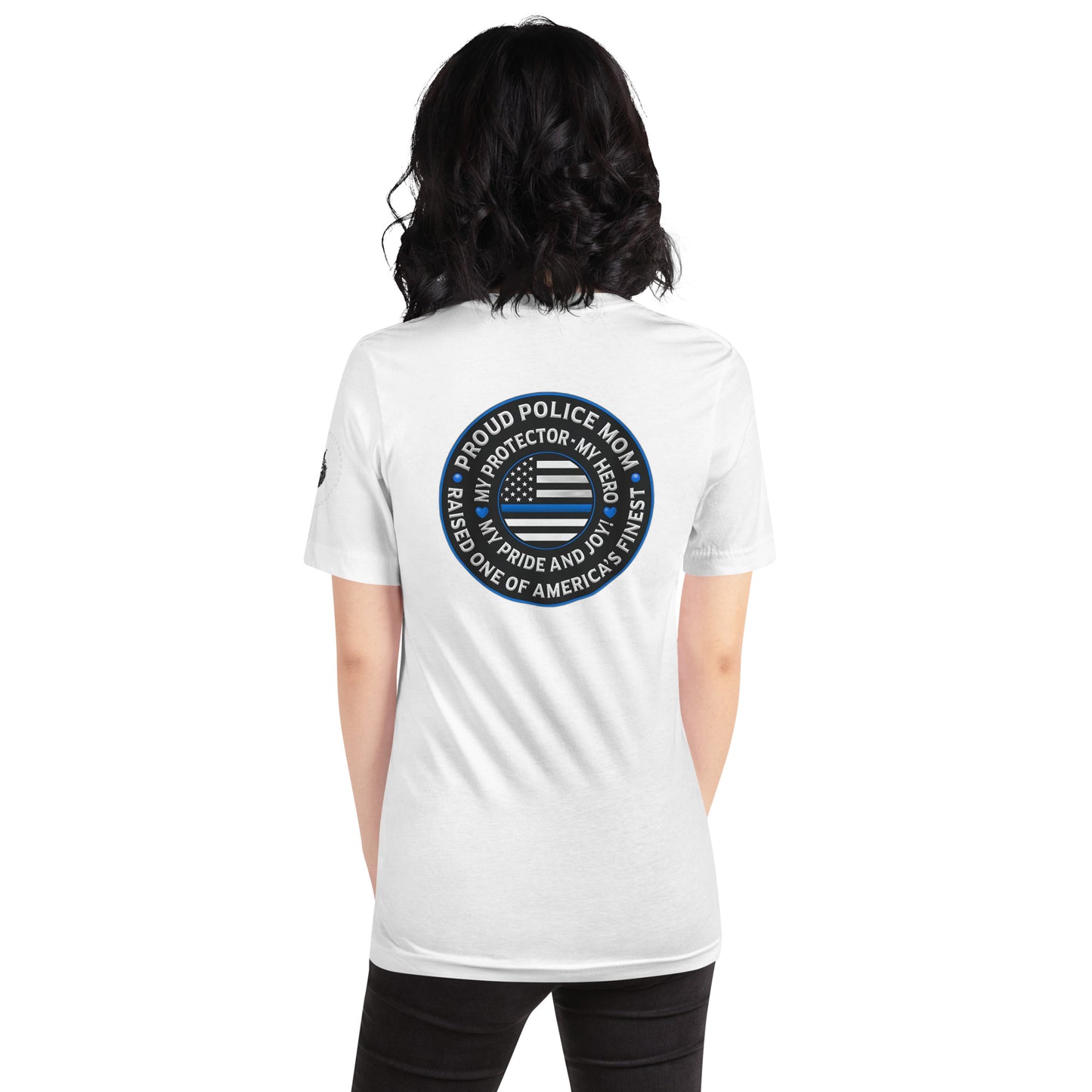 Proud Police Mom - Mother's Day Tee Shirt (Back Logo)