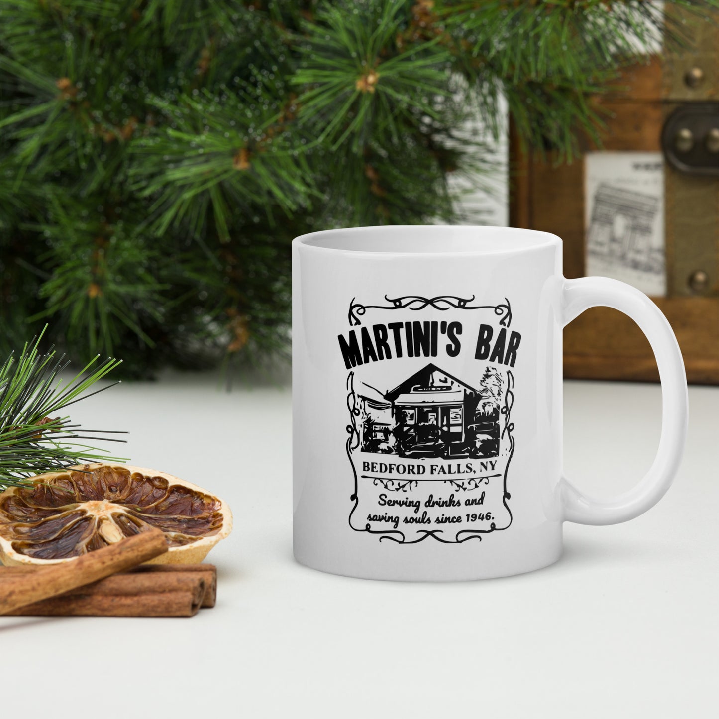 It’s a Wonderful Life “Martini’s Bar” Coffee Mug Christmas Holiday by Alpha Wear