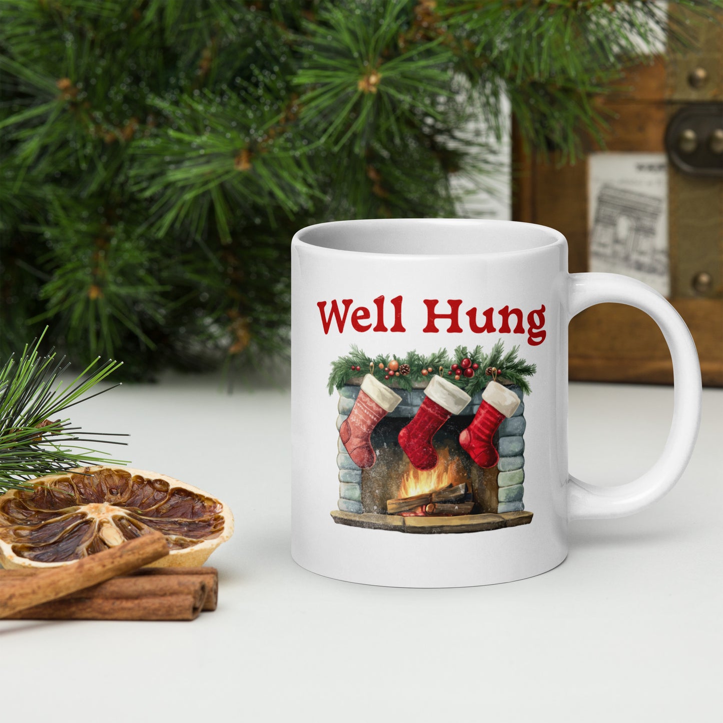 “Well Hung” Funny Christmas Holiday Coffee Mug Cup by Alpha Wear